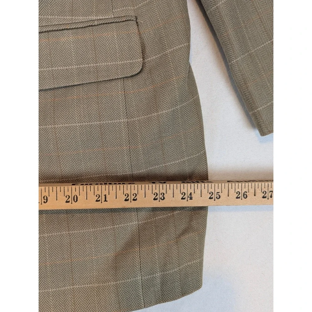 Izod of London Tan 38R Linen Window Pane Plaid Blazer Sport Mens‎ Suit Jacket